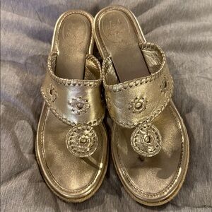 Jack Rogers Metallic Gold Floral Sandals